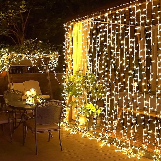 Remote Control Christmas Curtain Lights 300 LED