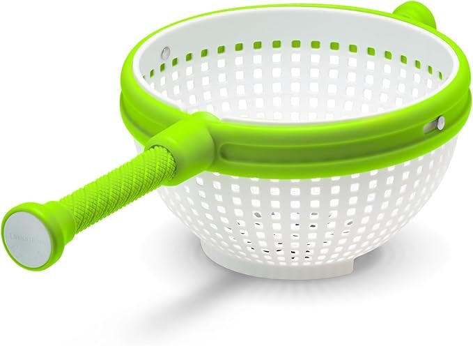 2-In-1 Spina  Straining Colander for Salad Fruit Vegetable Lettuce - White/Green