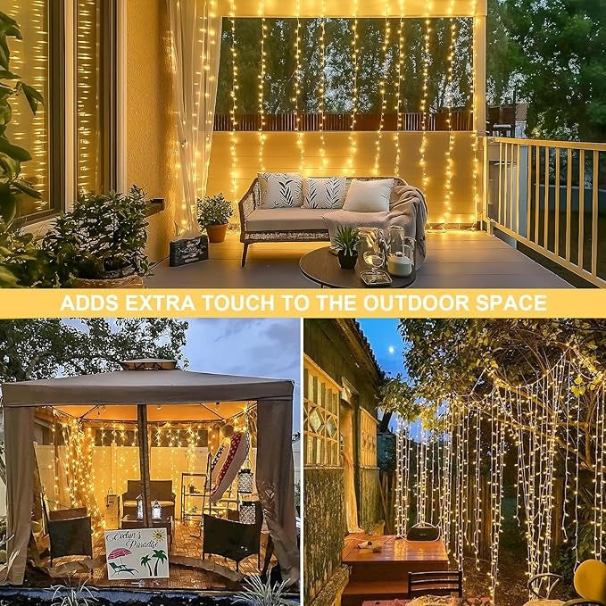Remote Control Christmas Curtain Lights 300 LED