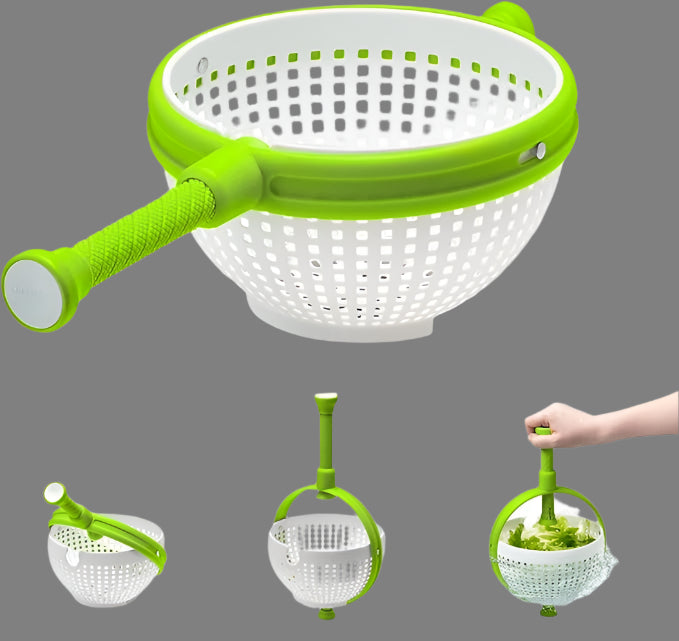 2-In-1 Spina  Straining Colander for Salad Fruit Vegetable Lettuce - White/Green